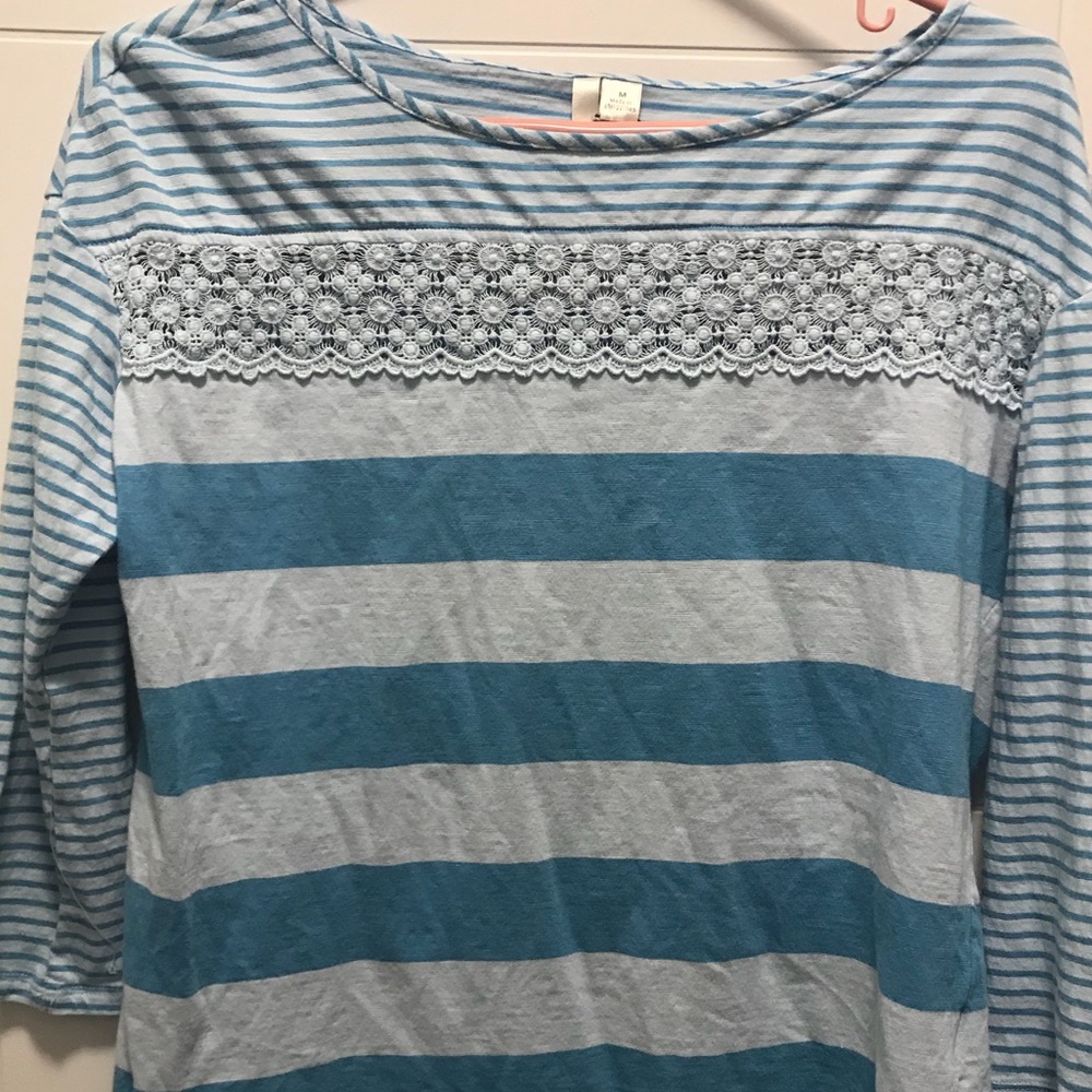 LC Lauren Conrad Women’s Blue Striped Top Size M
